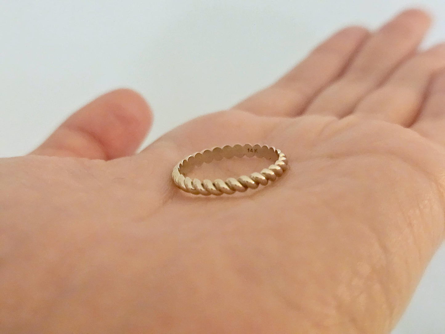 14K Solid Gold Handmade Twisted Rope Ring Band