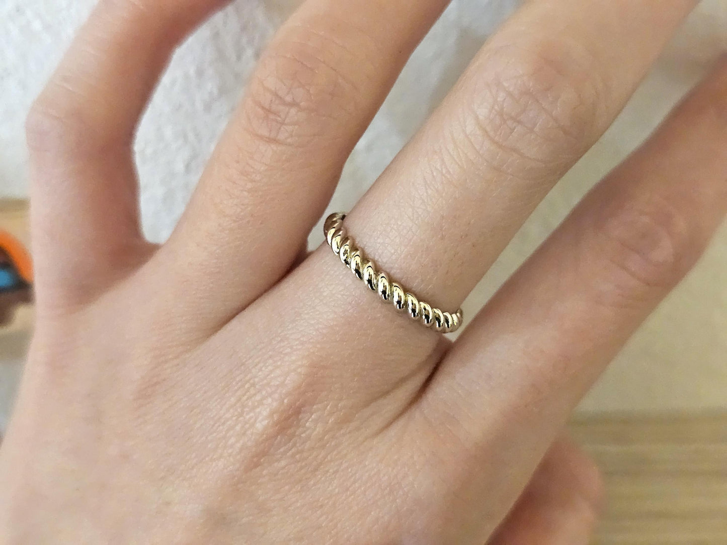 14K Solid Gold Handmade Twisted Rope Ring Band