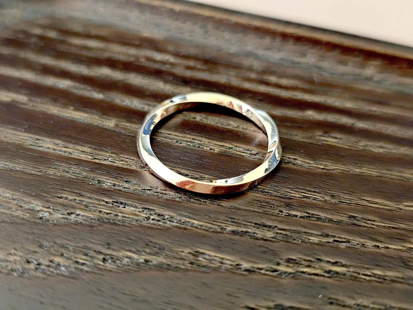14K Solid Gold Handmade Twisted Waves Ring Band