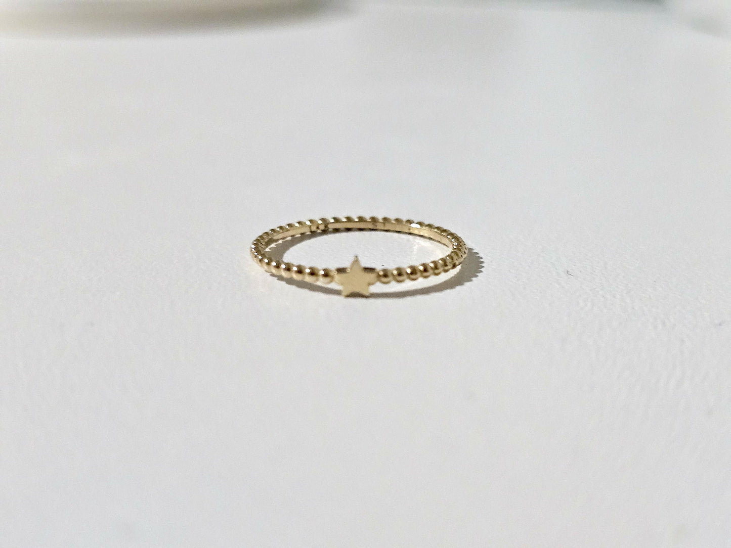 14K Solid Gold Handmade Ring Band with a Small Mini Star