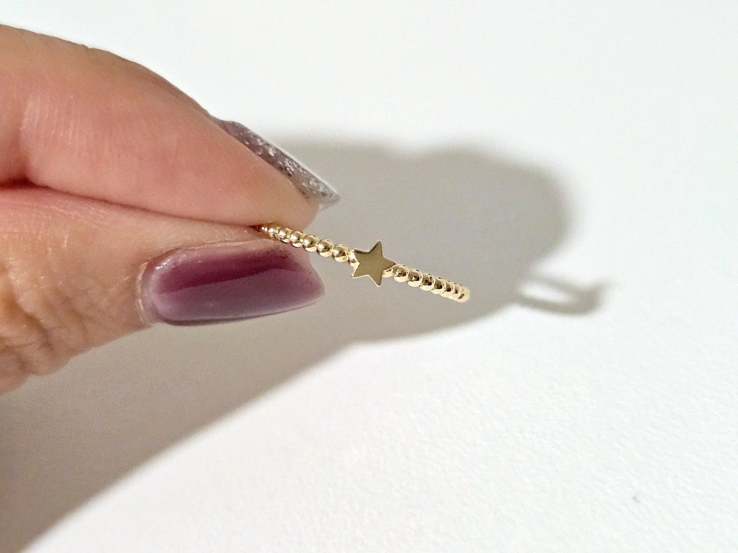 14K Solid Gold Handmade Ring Band with a Small Mini Star