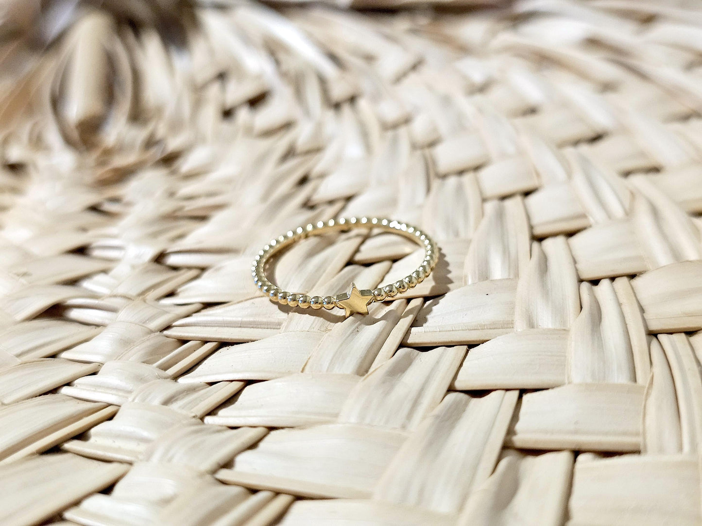 14K Solid Gold Handmade Ring Band with a Small Mini Star