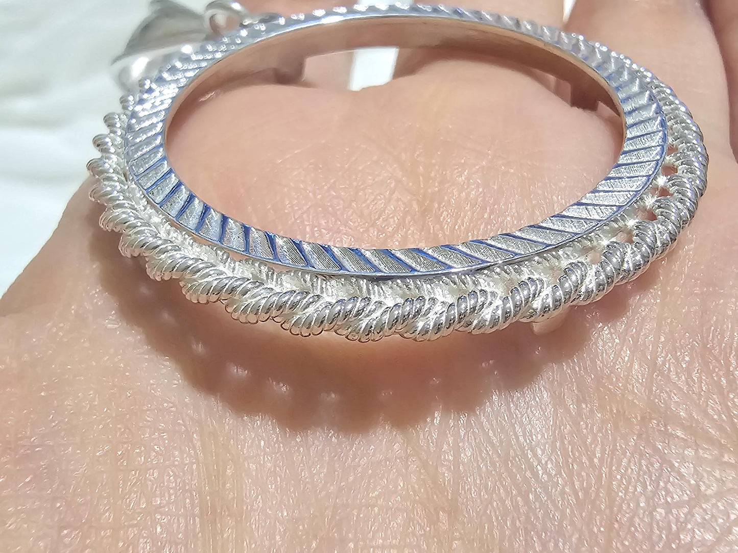 925 Sterling Silver Rope Edge Bezel for 36mm 1 Onza Plata Libertad Coins