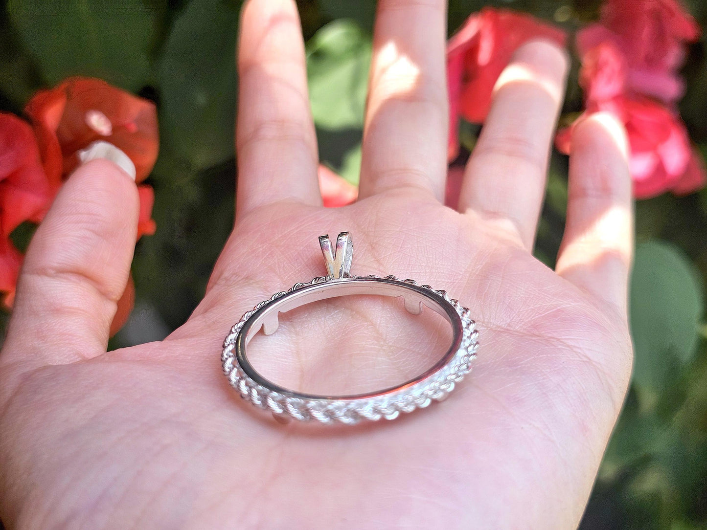 925 Sterling Silver Rope Edge Bezel for 30mm Half Dollar 50 Cents Coins