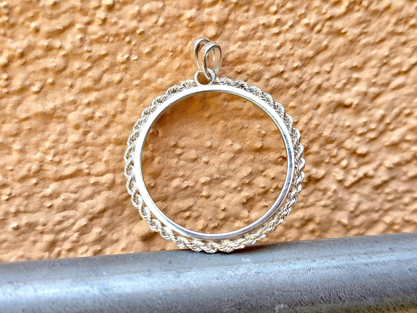 925 Sterling Silver Rope Edge Bezel for 30mm Half Dollar 50 Cents Coins