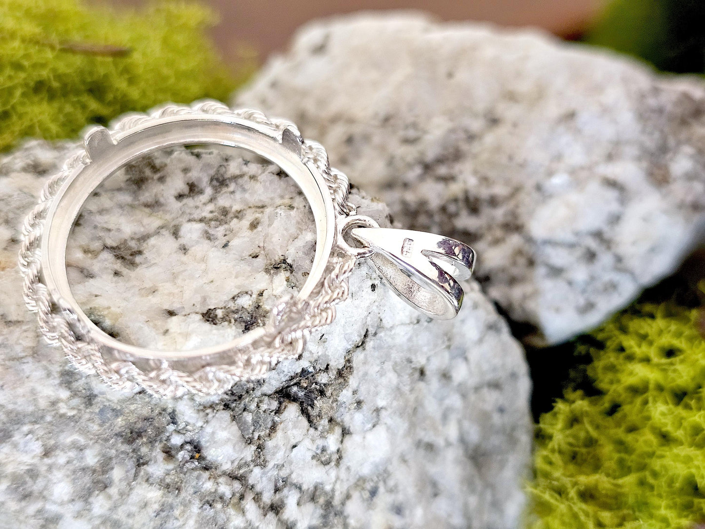 925 Sterling Silver Rope Edge Bezel for 22mm Nickel 5 Cents Coins