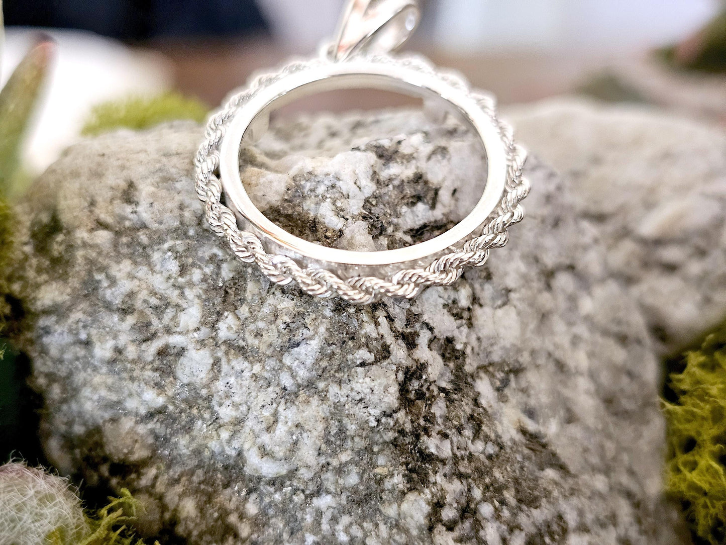 925 Sterling Silver Rope Edge Bezel for 22mm Nickel 5 Cents Coins