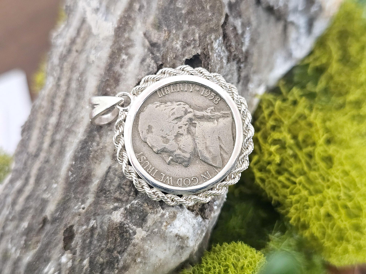 925 Sterling Silver Rope Edge Bezel for 22mm Nickel 5 Cents Coins