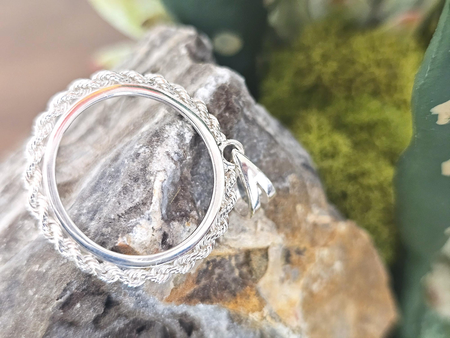 925 Sterling Silver Rope Edge Bezel for 22mm Nickel 5 Cents Coins
