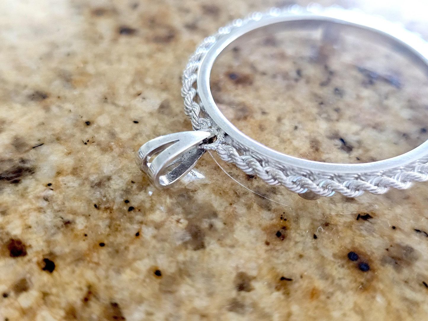 925 Sterling Silver Rope Edge Bezel for 34mm Mexican 1 Peso Coins