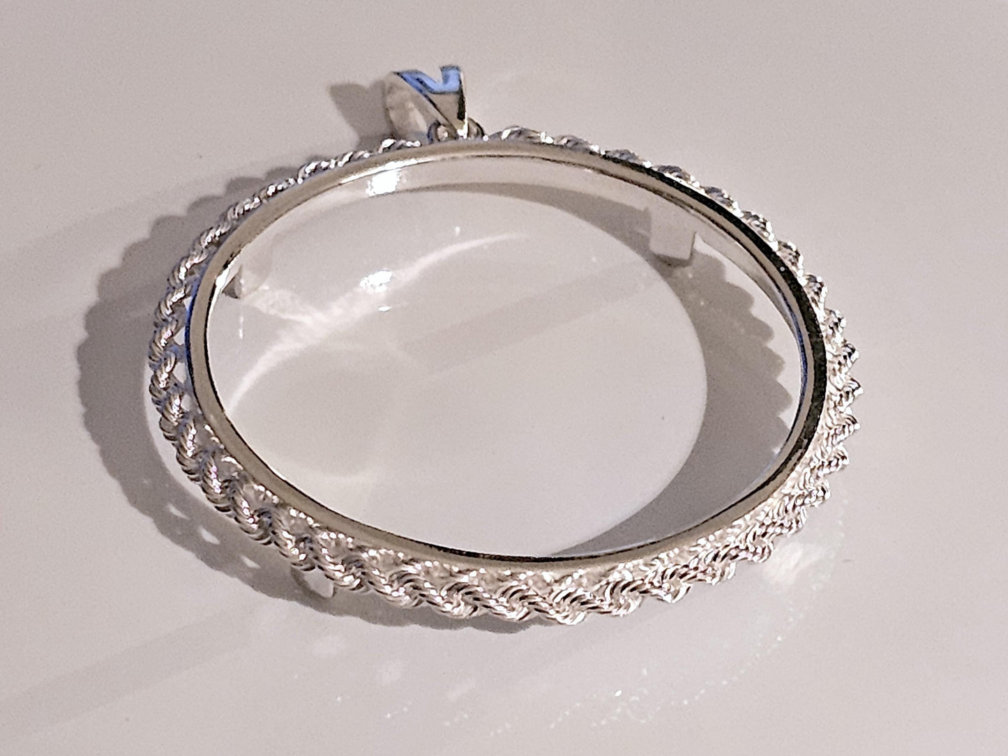 925 Sterling Silver Rope Edge Bezel for 38mm 1 Dollar Coins