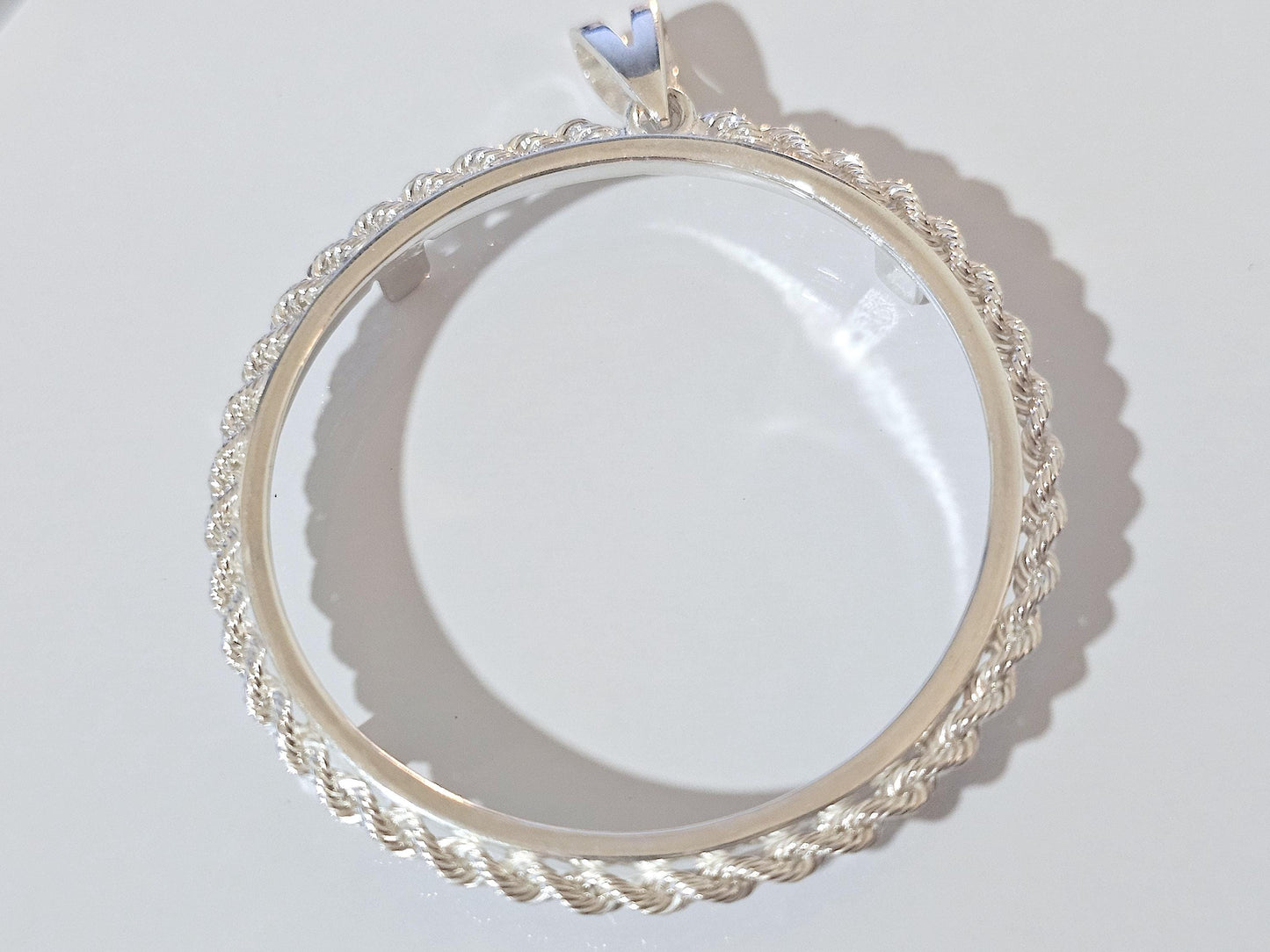 925 Sterling Silver Rope Edge Bezel for 38mm 1 Dollar Coins