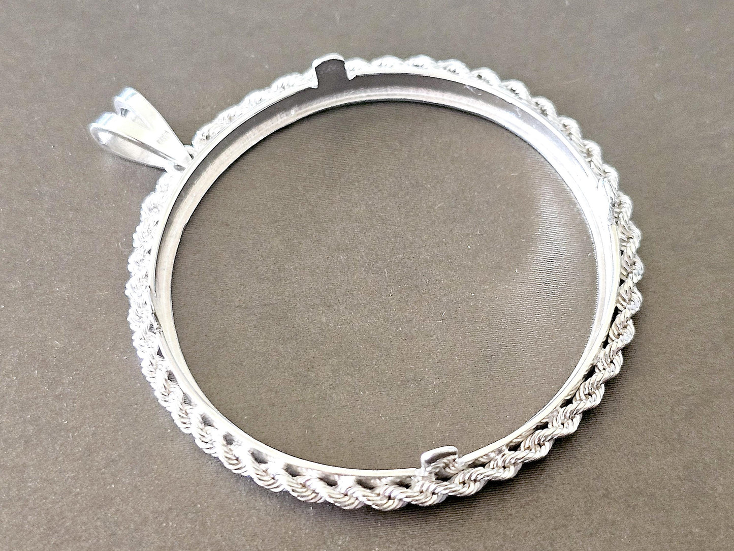 925 Sterling Silver Eagle Rope Edge Bezel for 41mm 1 oz Coins