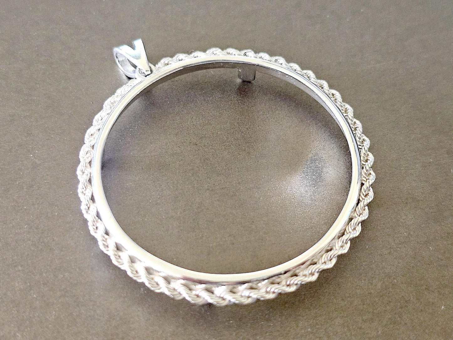 925 Sterling Silver Eagle Rope Edge Bezel for 41mm 1 oz Coins
