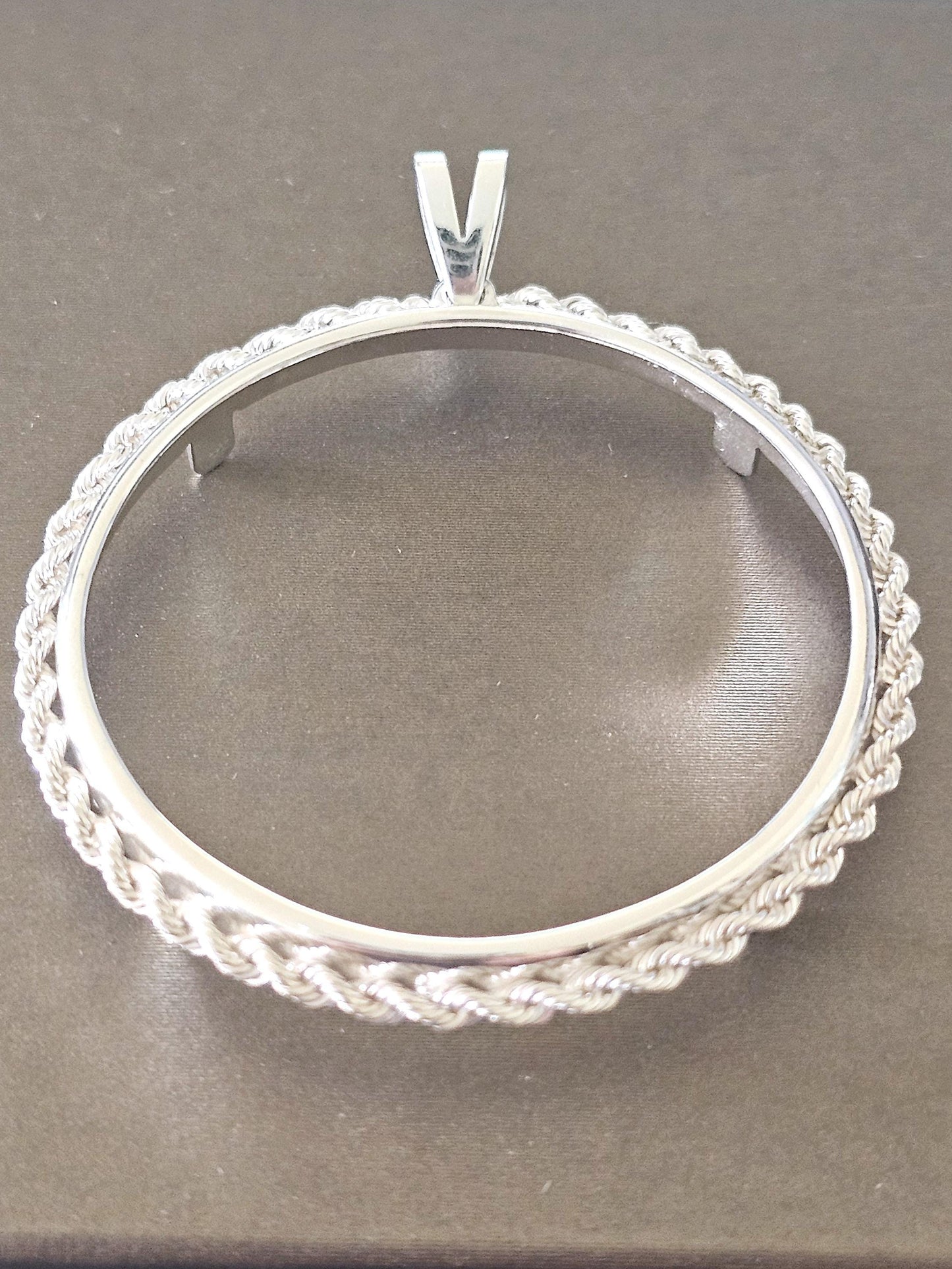925 Sterling Silver Eagle Rope Edge Bezel for 41mm 1 oz Coins