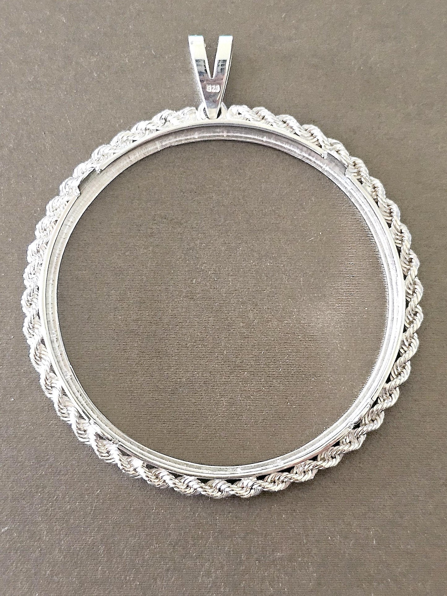 925 Sterling Silver Eagle Rope Edge Bezel for 41mm 1 oz Coins