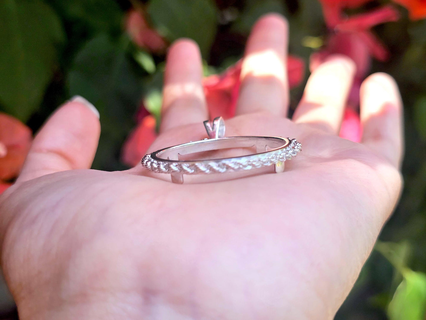 925 Sterling Silver Rope Edge Bezel for 30mm Half Dollar 50 Cents Coins
