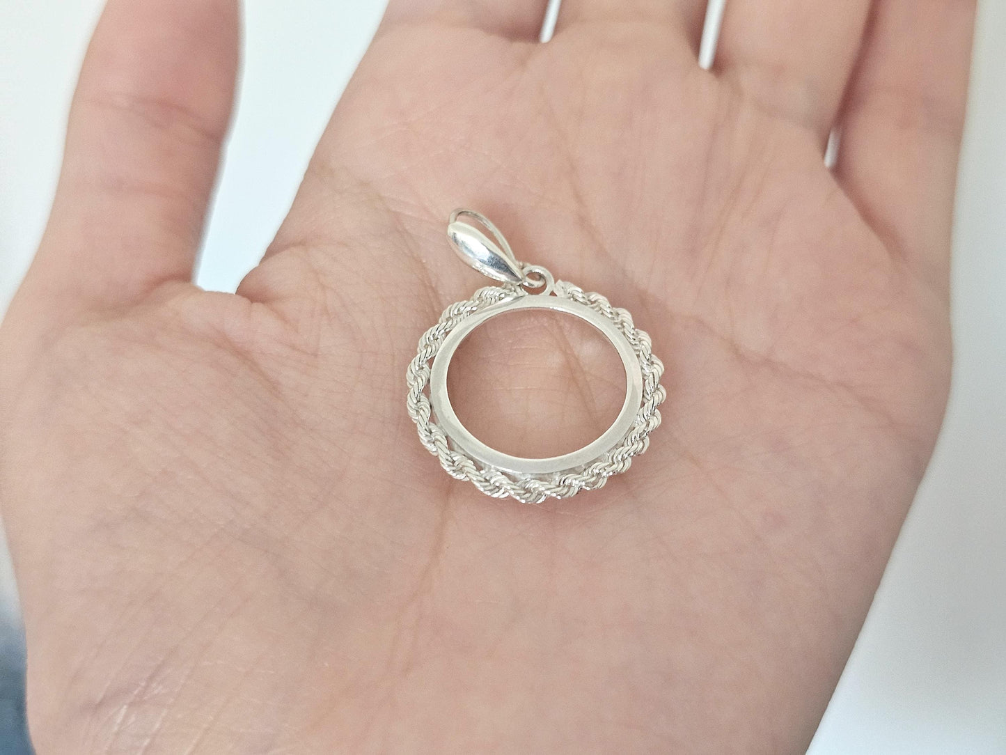 925 Sterling Silver Rope Edge Bezel for 18mm Dime 10 Cents Coins