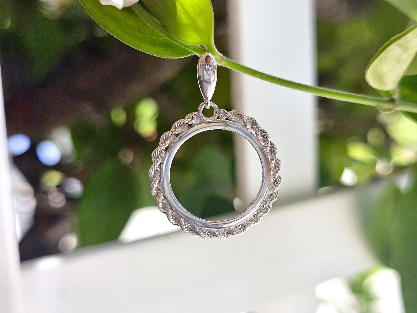 925 Sterling Silver Rope Edge Bezel for 19mm Penny 1 Cent Coins