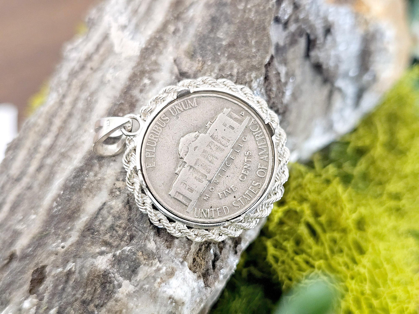 925 Sterling Silver Rope Edge Bezel for 22mm Nickel 5 Cents Coins