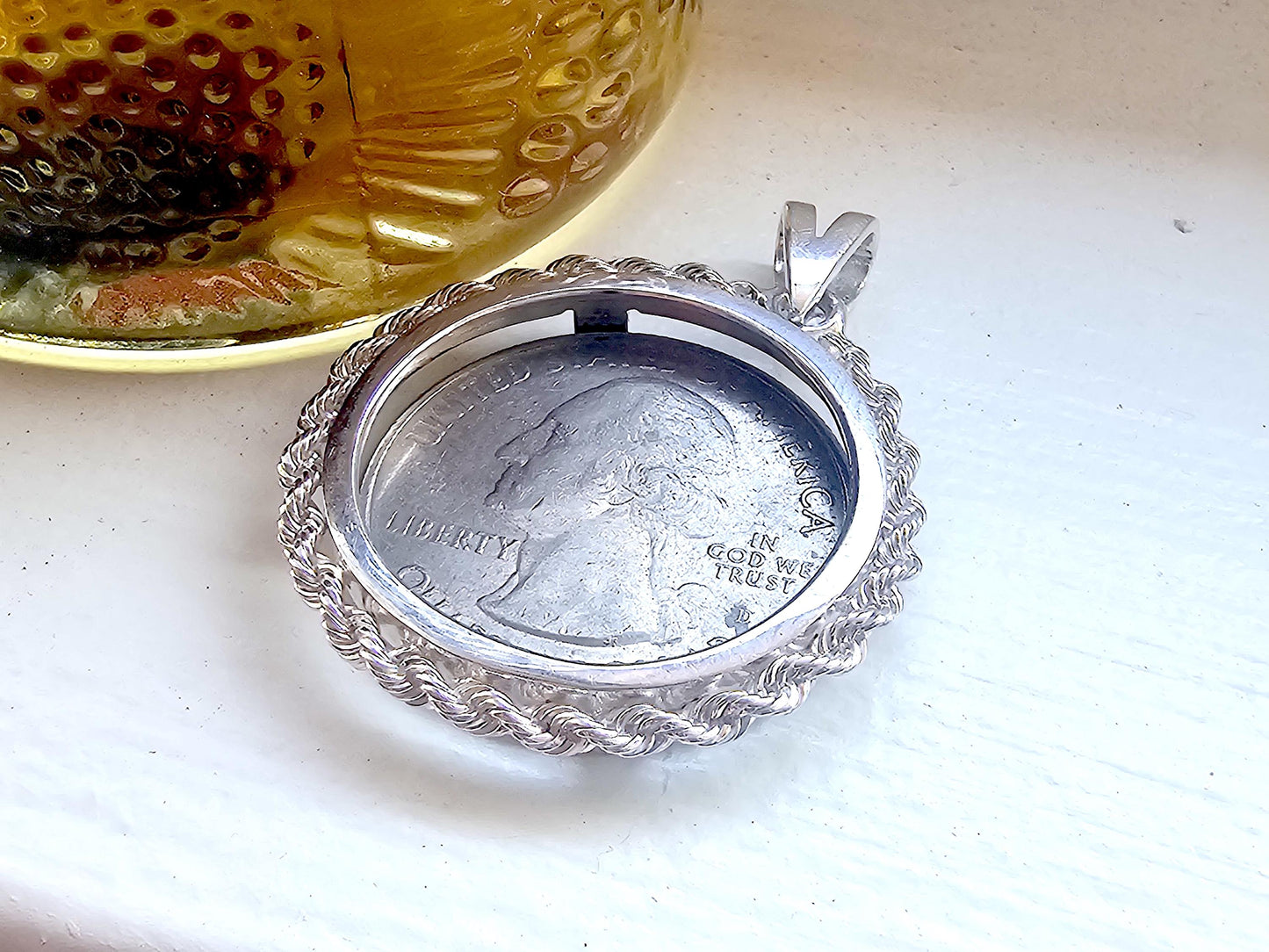 925 Sterling Silver Rope Edge Bezel for 24mm Quarters 25 Cents Coins