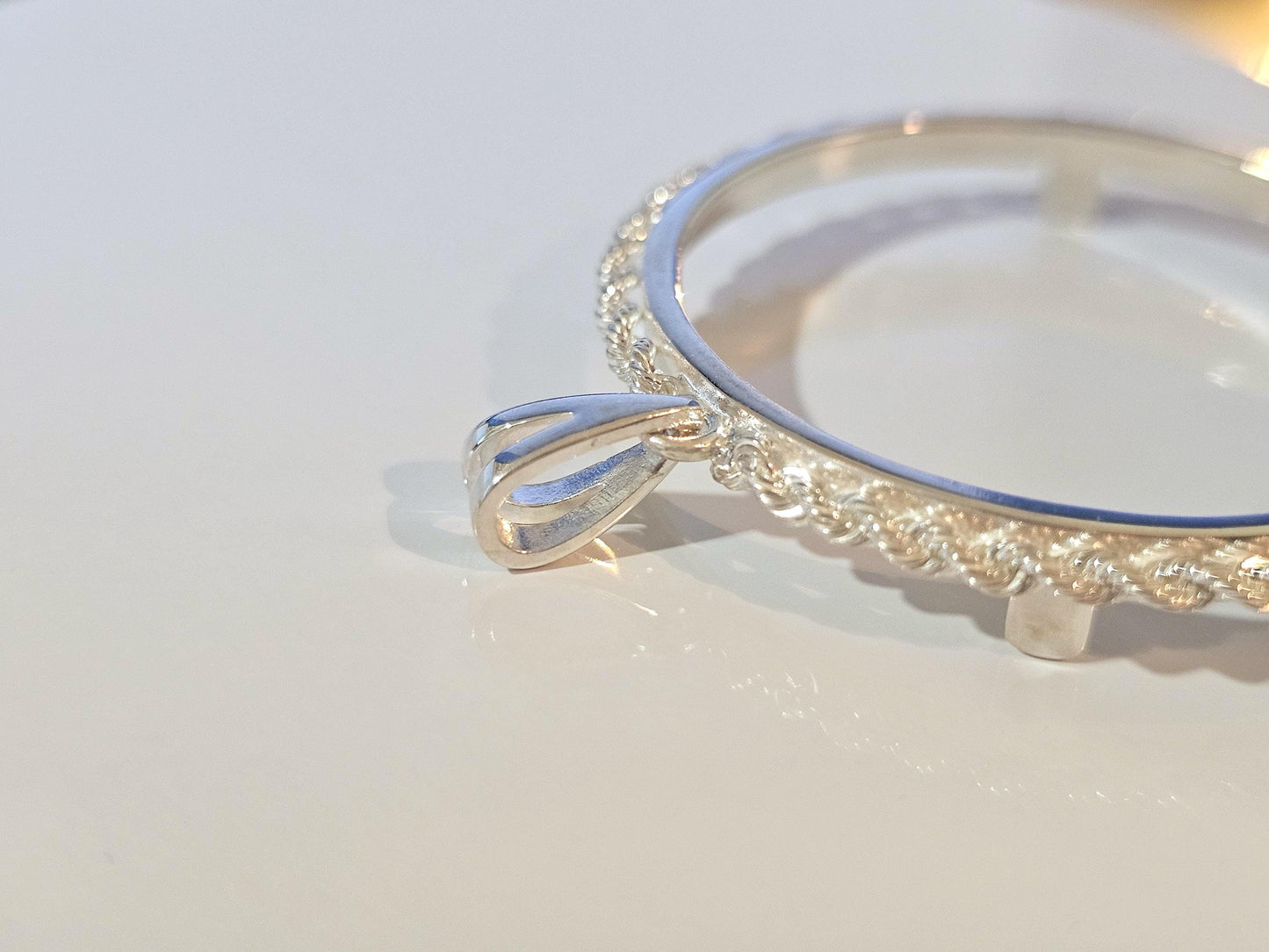 925 Sterling Silver Rope Edge Bezel for 38mm 1 Dollar Coins