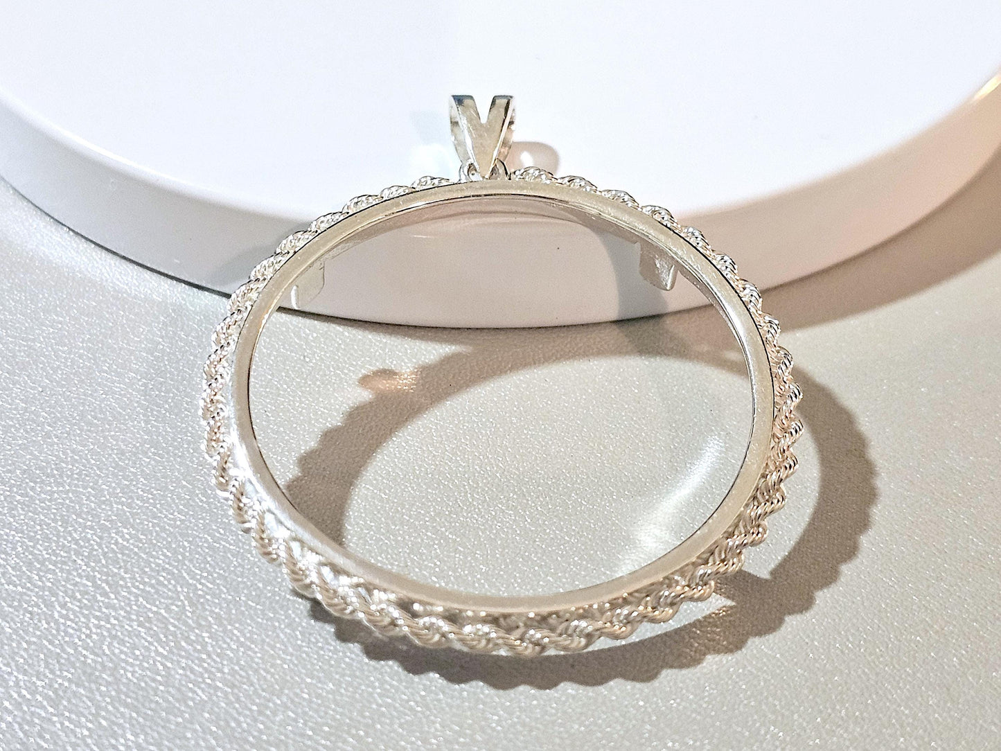 925 Sterling Silver Rope Edge Bezel for 38mm 1 Dollar Coins