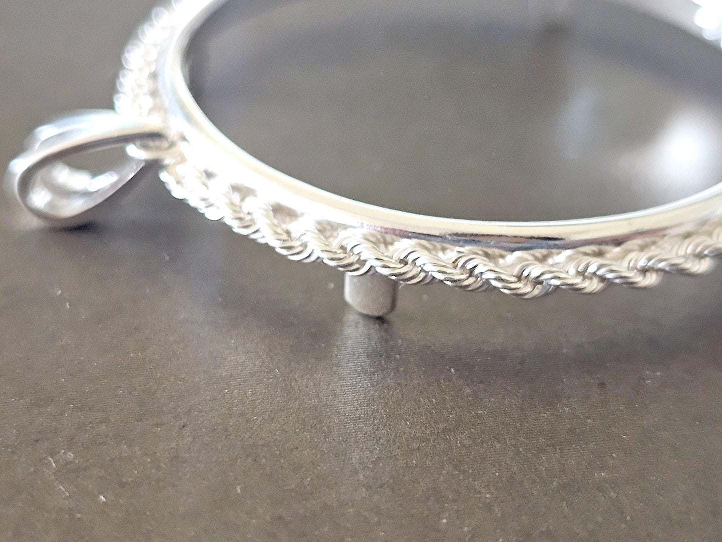 925 Sterling Silver Eagle Rope Edge Bezel for 41mm 1 oz Coins