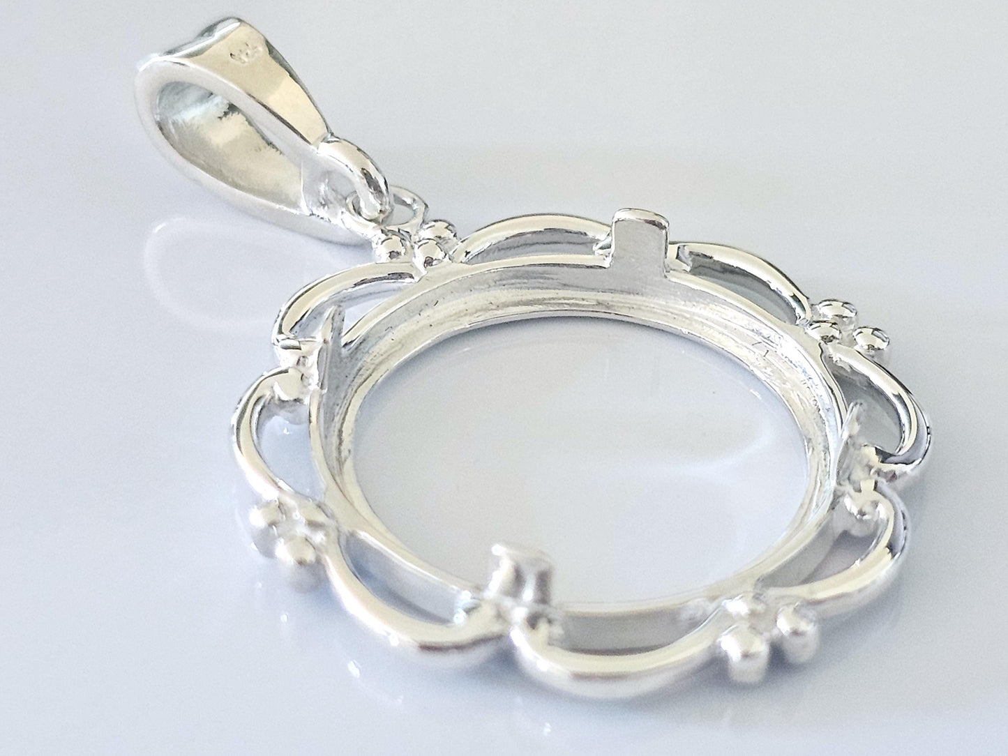 925 Sterling Silver Scalloped Bezel for 19mm Penny 1 Cent Coins