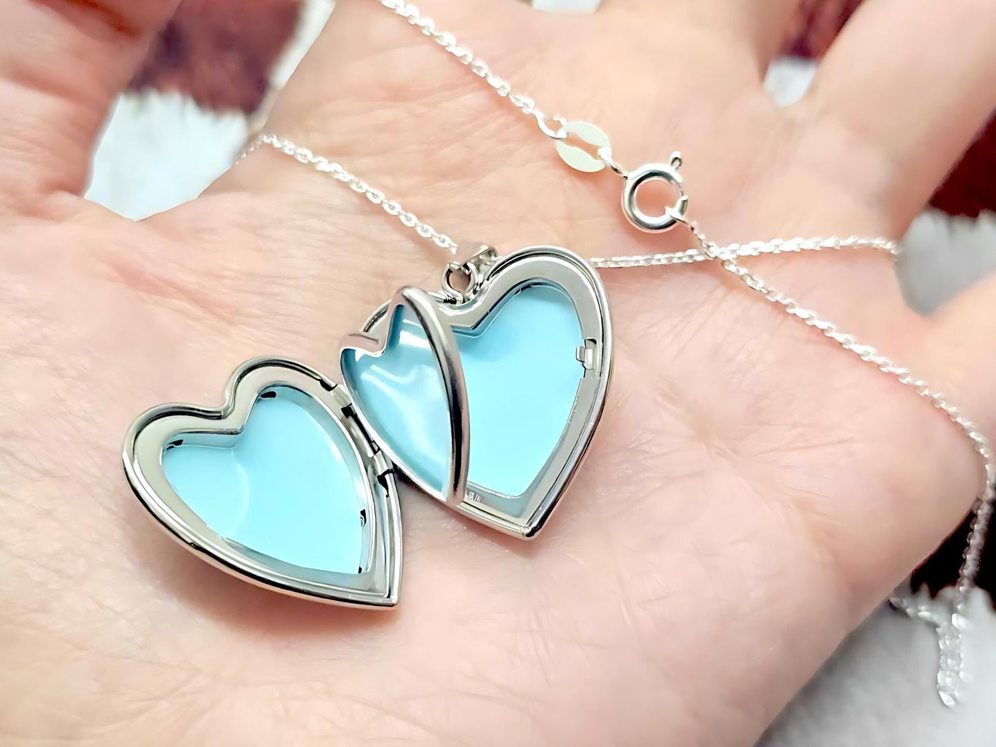 925 Sterling Silver Plain Heart 4 Pictures Locket Pendant