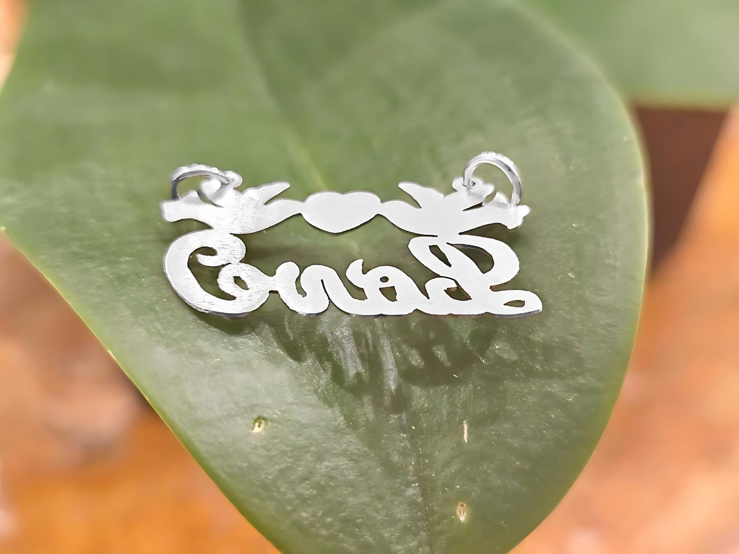 925 Sterling Silver Name Pendant Necklace with Beautiful Doves and Heart