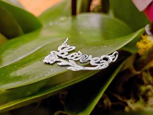 925 Sterling Silver Name Pendant Necklace with Rose Design