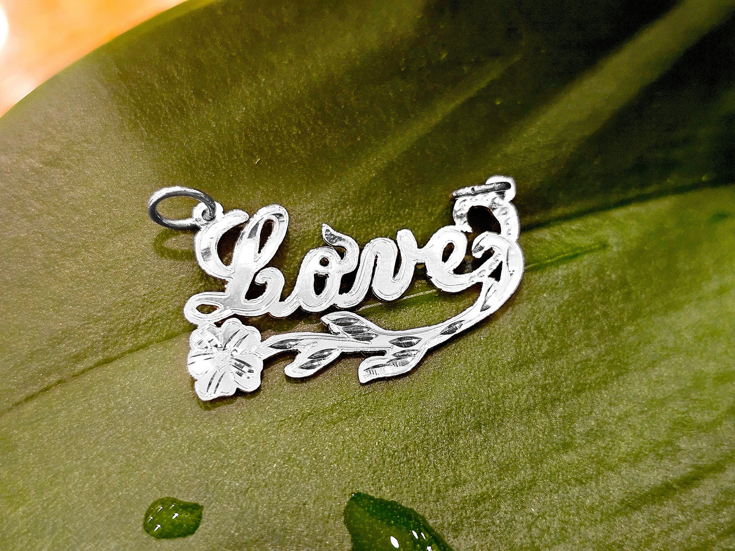 925 Sterling Silver Name Pendant Necklace with Rose Design