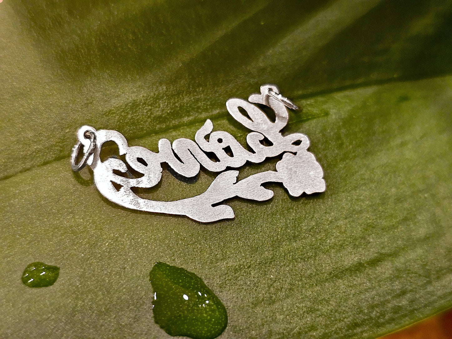 925 Sterling Silver Name Pendant Necklace with Rose Design