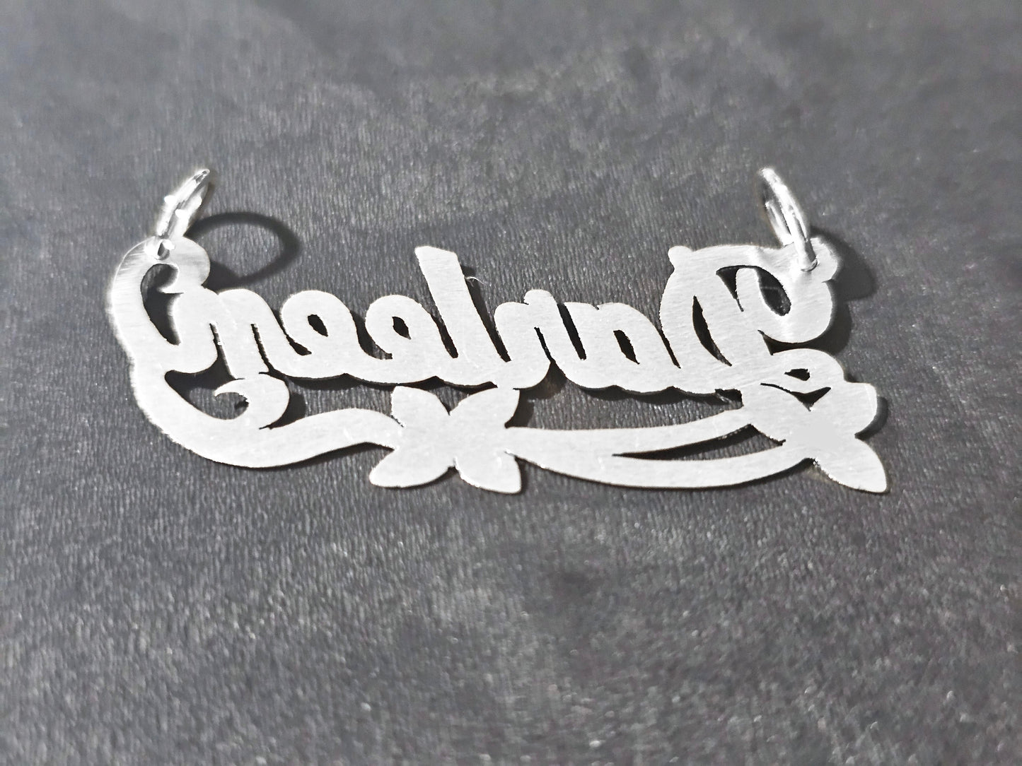 925 Sterling Silver Name Pendant Necklace with Double Flower Ribbon