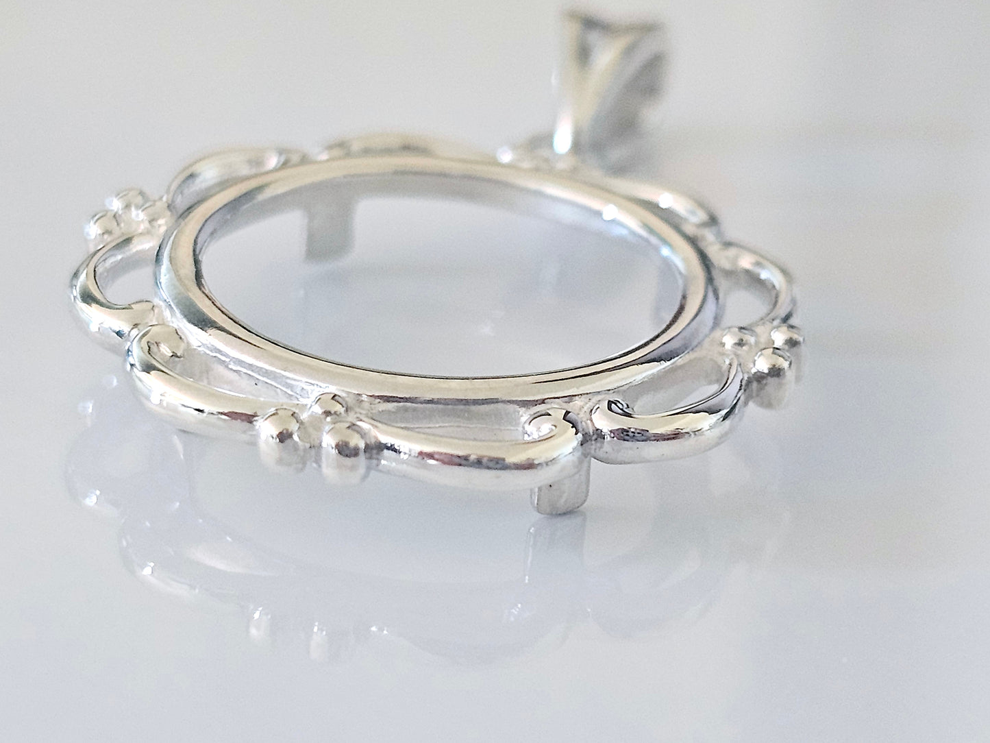 925 Sterling Silver Scalloped Bezel for 19mm Penny 1 Cent Coins