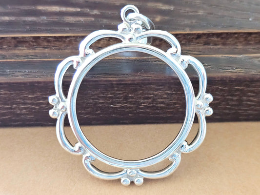 925 Sterling Silver Scalloped Bezel for 24mm Quarters 25 Cents Coins