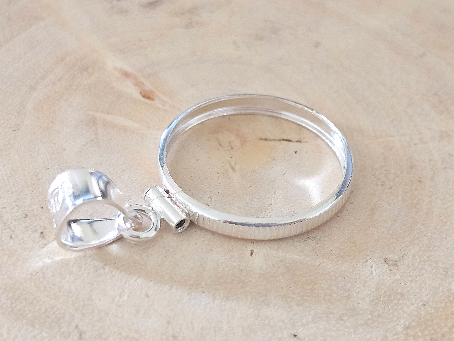 925 Sterling Silver Screw Top Simple Bezel for 19mm Penny 1 Cent Coins
