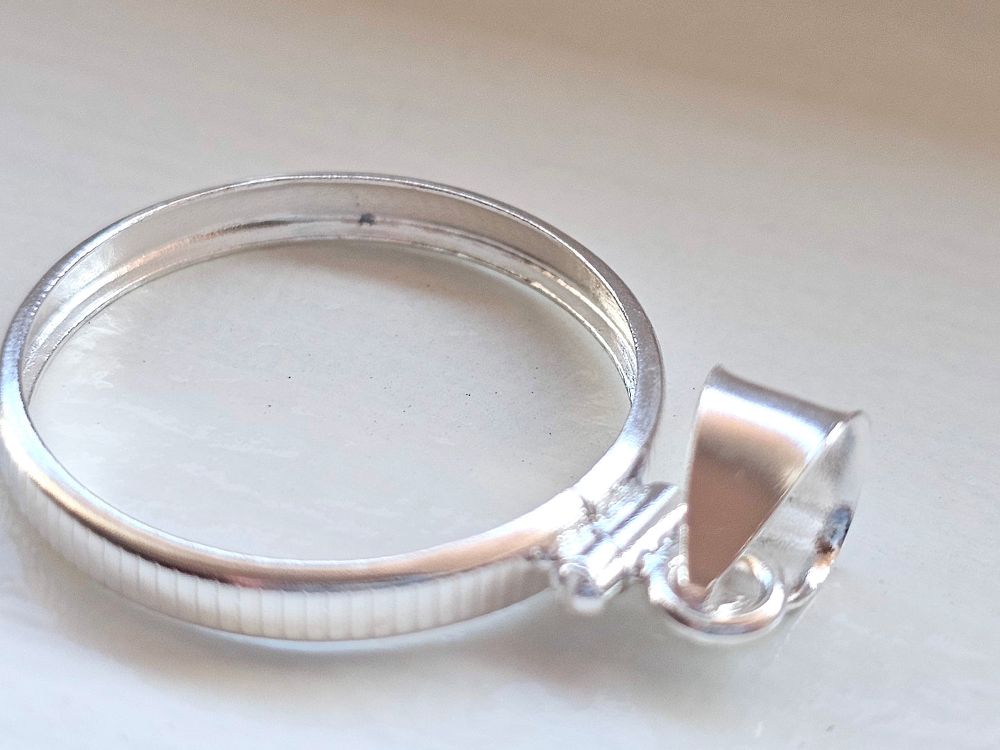 925 Sterling Silver Screw Top Simple Bezel for 21mm Nickel 5 Cent Coins