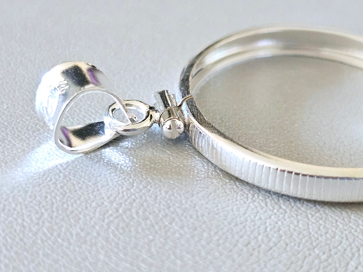 925 Sterling Silver Screw Top Simple Bezel for 24mm Quarters 25 Cents Coins