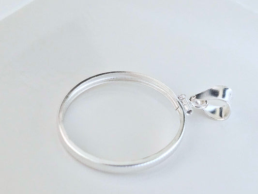 925 Sterling Silver Screw Top Simple Bezel for 26mm Susan B Anthony Sacagawea Dollar Coins