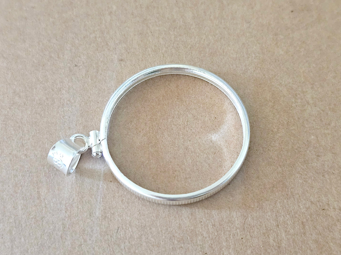 925 Sterling Silver Screw Top Simple Bezel for 30mm Half Dollar 50 Cents Coins