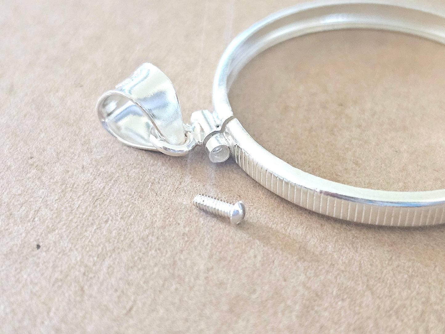 925 Sterling Silver Screw Top Simple Bezel for 30mm Half Dollar 50 Cents Coins