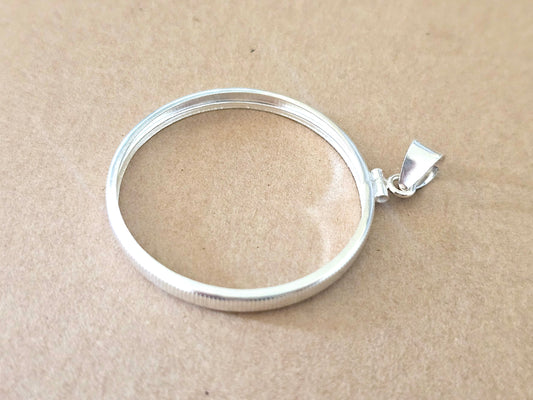 925 Sterling Silver Screw Top Simple Bezel for 38mm 1 Dollar Coins