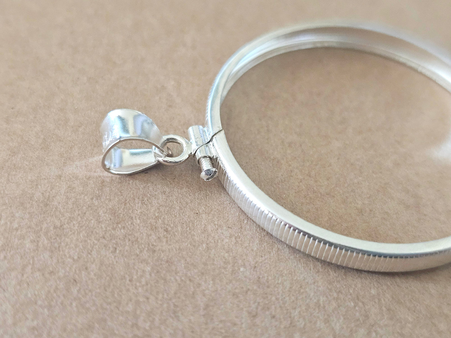 925 Sterling Silver Screw Top Simple Bezel for 38mm 1 Dollar Coins
