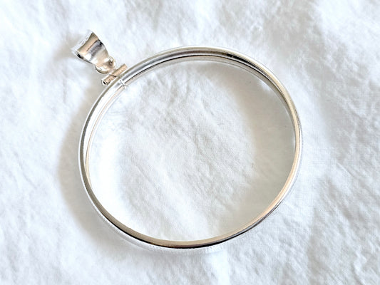 925 Sterling Silver Screw Top Simple Bezel for 39mm Coins Mexican Cien Pesos