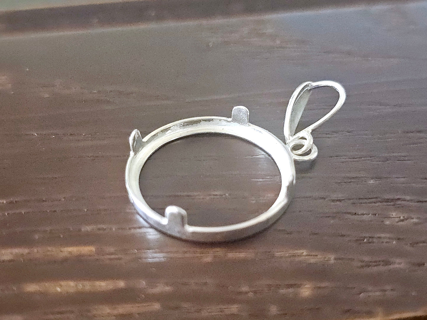 925 Sterling Silver Prong Back Simple Bezel for 18mm Dime 10 Cent Coins