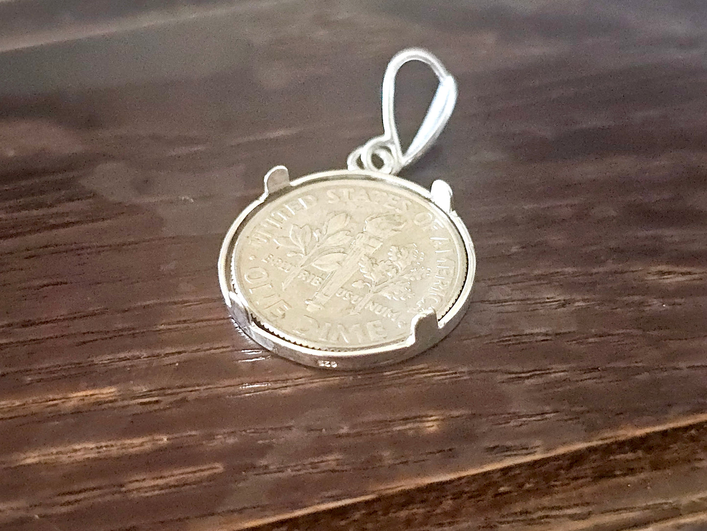 925 Sterling Silver Prong Back Simple Bezel for 18mm Dime 10 Cent Coins