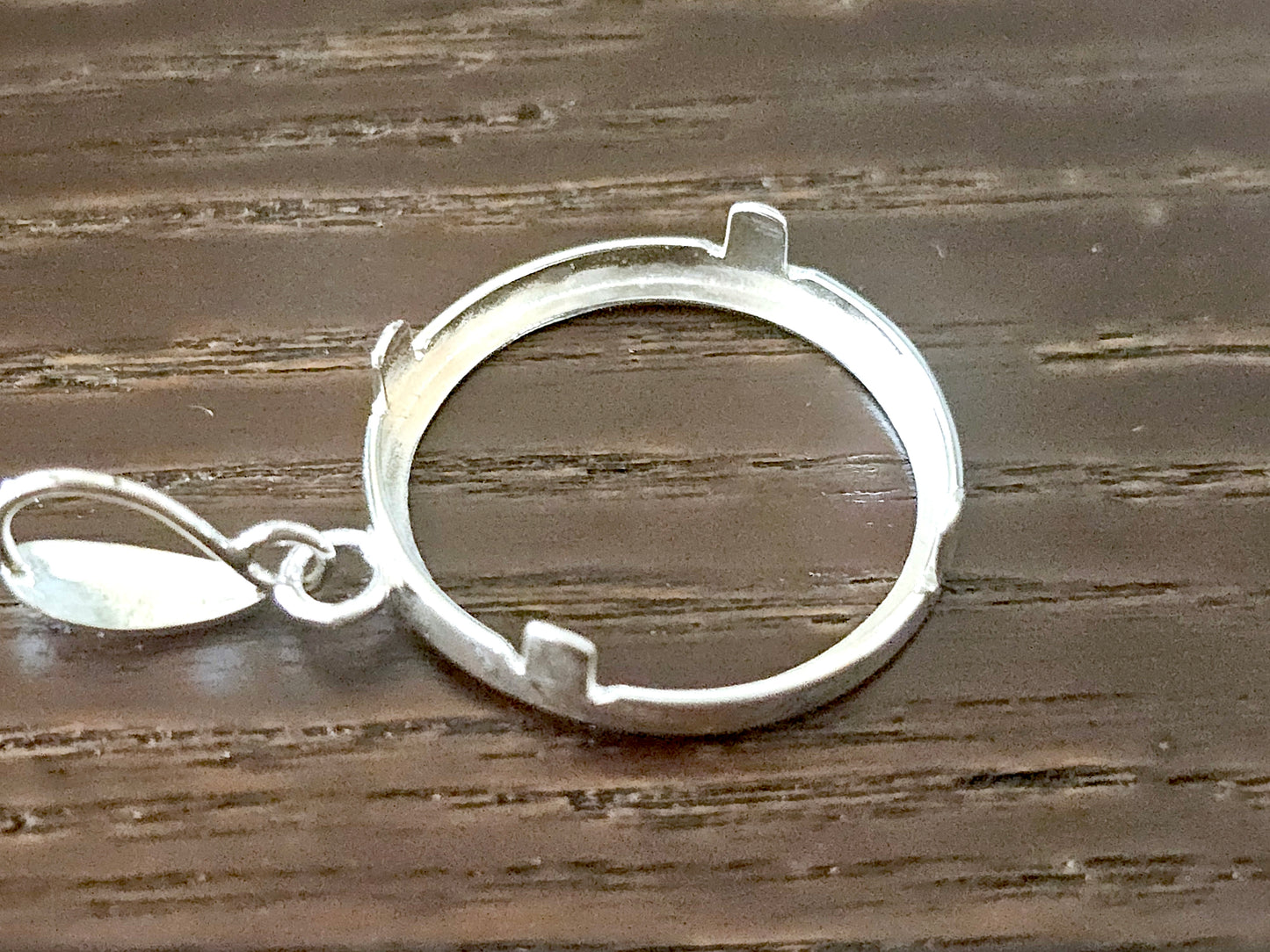 925 Sterling Silver Prong Back Simple Bezel for 19mm Penny 1 Cent Coins