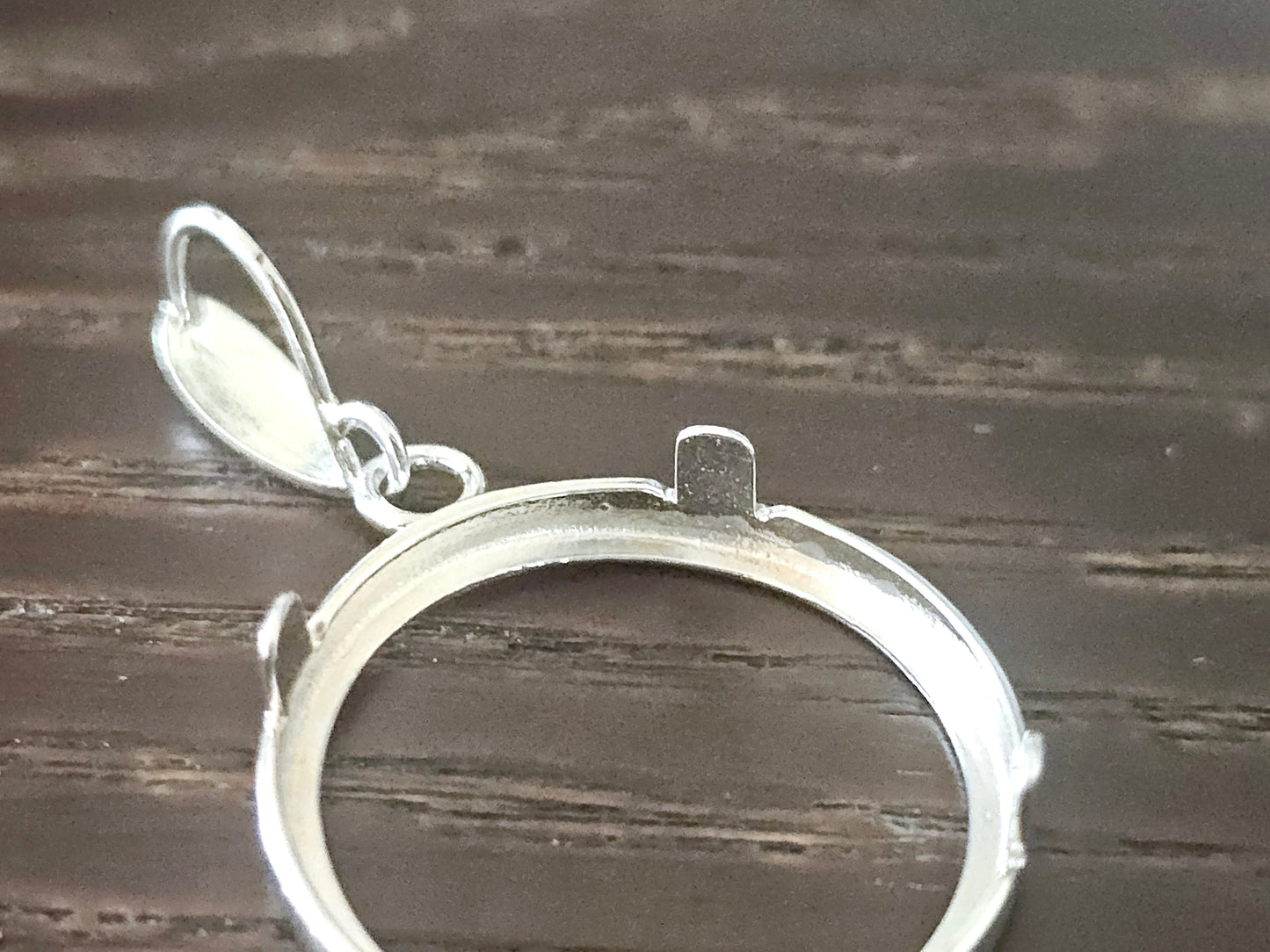 925 Sterling Silver Prong Back Simple Bezel for 19mm Penny 1 Cent Coins